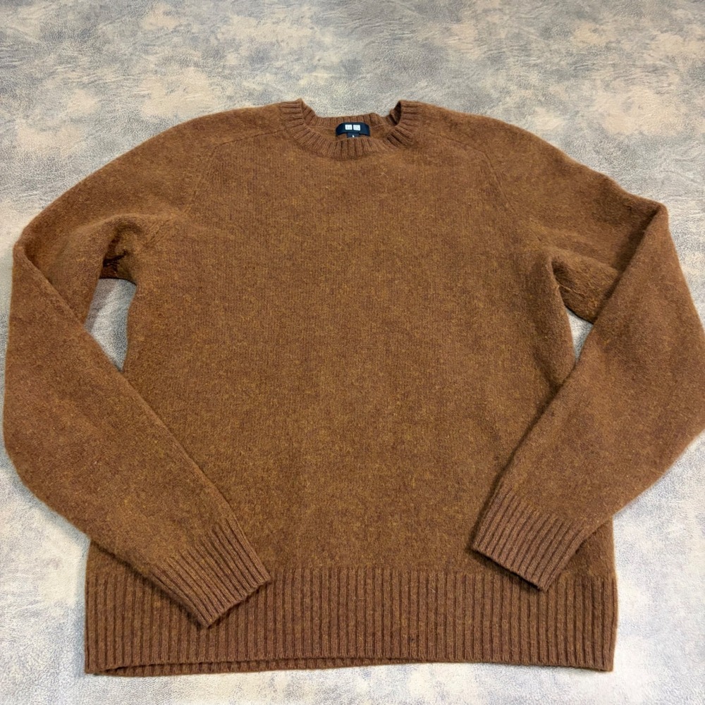 Uniqlo Wool Crew Neck Sweater Womens Small Brown Copper Rust